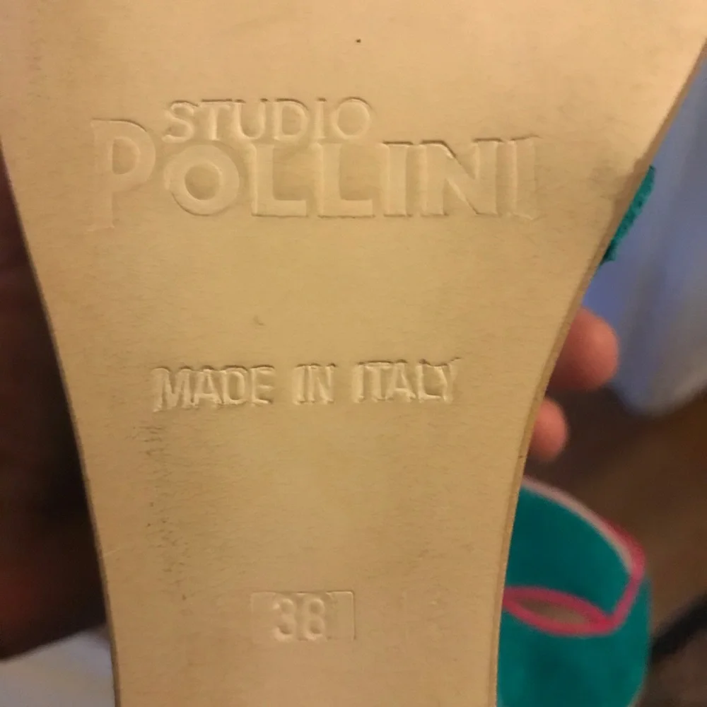 Studio Pollini Turquoise Suede Platform Sandals, size 38, made in Italy